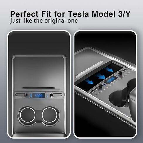Car USB Charger for Tesla Model 3 Model Y 2021 2022 2023, Tesla USB Hub with Retractable Cable Charging Adapter for Tesla Accessories Model Y/3 100% Fit Center Console, Gifts for Tesla Owner in Saudi Arabia
