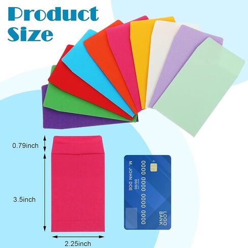 Geyee 500 Pcs Small Coin Envelopes Seed Envelopes Small Tip Envelopes for Cash Self Adhesive Mini Envelopes for Seeds Storage for Home Wedding Garden and Office (Colorful,2.25 x 3.5 Inch) in Kuwait