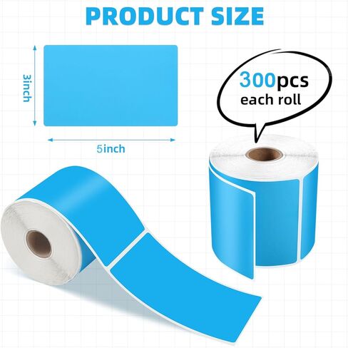 1200PCS/4 Roll 3 X 5 Inch Printable Rectangle Color Coding Labels, Adhesive Color Coding Stickers for Bar-Codes, Address, Small Business Labeling, Inventory, Multiple Colors (4 Color) in Saudi Arabia