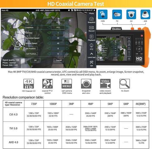 جهاز اختبار كاميرا Henkion 8K 32MP 4K 12MP IP، جهاز اختبار CCTV، جهاز اختبار IPC، 8MP AHD CVI TVI SDI CVBS اختبار الكاميرا المحورية، منفذ SFP، اختبار الكابلات، اختبار الشبكة، POE، VGA، HDMI، WiFi، RS485 (K15-CADH) in Saudi Arabia