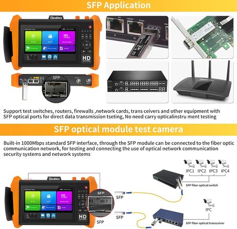 جهاز اختبار كاميرا Henkion 8K 32MP 4K 12MP IP، جهاز اختبار CCTV، جهاز اختبار IPC، 8MP AHD CVI TVI SDI CVBS اختبار الكاميرا المحورية، منفذ SFP، اختبار الكابلات، اختبار الشبكة، POE، VGA، HDMI، WiFi، RS485 (K15-CADH) in Saudi Arabia