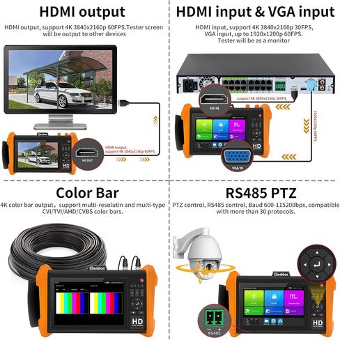 جهاز اختبار كاميرا Henkion 8K 32MP 4K 12MP IP، جهاز اختبار CCTV، جهاز اختبار IPC، 8MP AHD CVI TVI SDI CVBS اختبار الكاميرا المحورية، منفذ SFP، اختبار الكابلات، اختبار الشبكة، POE، VGA، HDMI، WiFi، RS485 (K15-CADH) in Saudi Arabia