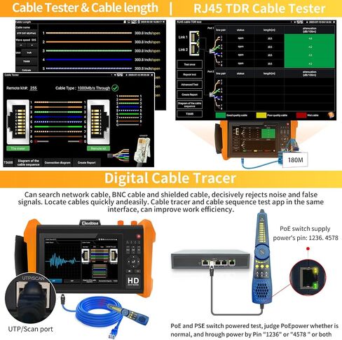 جهاز اختبار كاميرا Henkion 8K 32MP 4K 12MP IP، جهاز اختبار CCTV، جهاز اختبار IPC، 8MP AHD CVI TVI SDI CVBS اختبار الكاميرا المحورية، منفذ SFP، اختبار الكابلات، اختبار الشبكة، POE، VGA، HDMI، WiFi، RS485 (K15-CADH) in Saudi Arabia