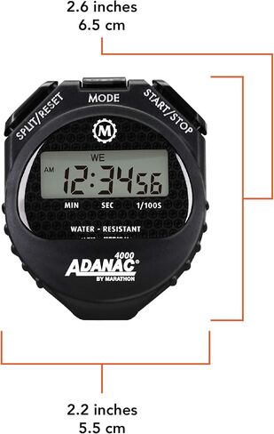 MARATHON ST083009 Adanac 4000 Digital Stopwatch Timer with Extra Large Display and Buttons, Water Resistant, Two Year Warranty - Yellow in Saudi Arabia