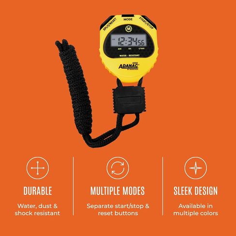 MARATHON ST083009 Adanac 4000 Digital Stopwatch Timer with Extra Large Display and Buttons, Water Resistant, Two Year Warranty - Yellow in Saudi Arabia