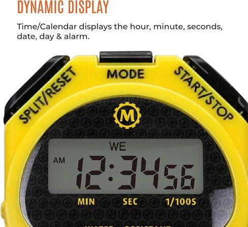 MARATHON ST083009 Adanac 4000 Digital Stopwatch Timer with Extra Large Display and Buttons, Water Resistant, Two Year Warranty - Yellow in Saudi Arabia