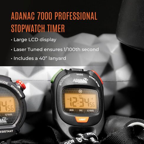 مؤقت ساعة توقيت رقمي Marathon Adanac 8000، أسود - دقة عالية تصل إلى 1/100 ثانية - يتضمن إضاءة خلفية - مقاوم للماء والغبار والصدمات - يتضمن حبل بطول 40 بوصة in Kuwait