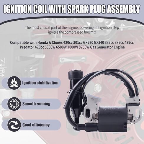 ملف الإشعال TNNR مع مجموعة قابس الإشعال متوافق مع Honda & Clones 420cc 301cc GX270 GX340 339cc 389cc 439cc Predator 420cc 5000W 6500W 7000W 8750W محرك مولد الغاز in Kuwait