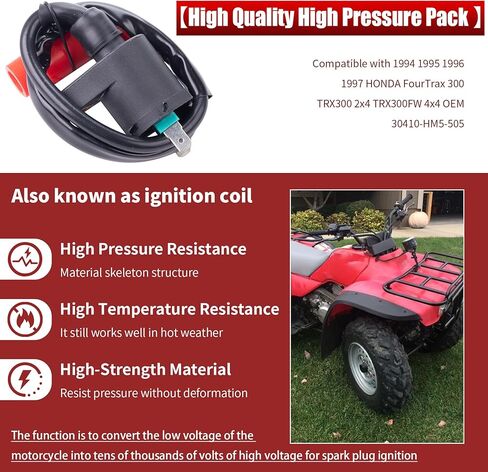 ملف الإشعال TNNR وصندوق الإشعال CDI وقابس الإشعال متوافق مع 1994 1995 1996 1997 HONDA FourTrax 300 TRX300 2x4 TRX300FW 4x4 OEM 30410-HM5-505 in Kuwait