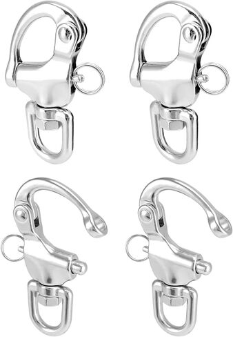 QWORK Swivel Eye Snap Shackle, 4 Pack 3.5" Quick Release Bail Rigging Sailing Boat Marine 316 Stainless Steel for Sailboat Spinnaker Halyard in Saudi Arabia