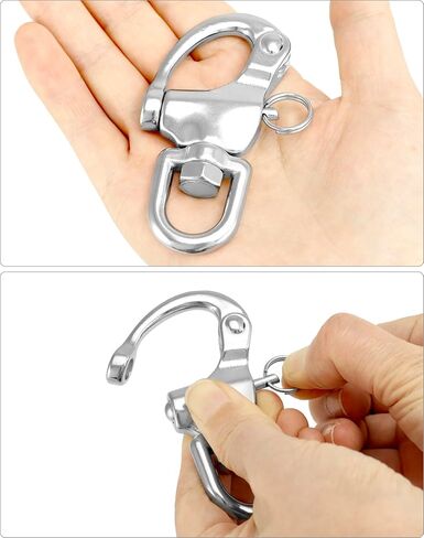 QWORK Swivel Eye Snap Shackle, 4 Pack 3.5" Quick Release Bail Rigging Sailing Boat Marine 316 Stainless Steel for Sailboat Spinnaker Halyard in Saudi Arabia