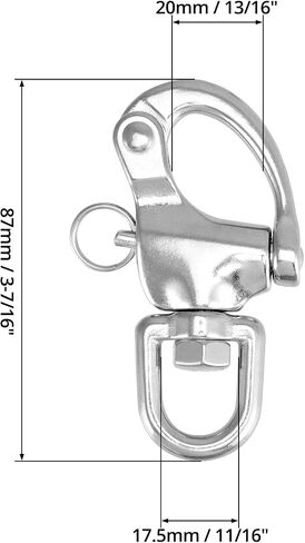 QWORK Swivel Eye Snap Shackle, 4 Pack 3.5" Quick Release Bail Rigging Sailing Boat Marine 316 Stainless Steel for Sailboat Spinnaker Halyard in Saudi Arabia