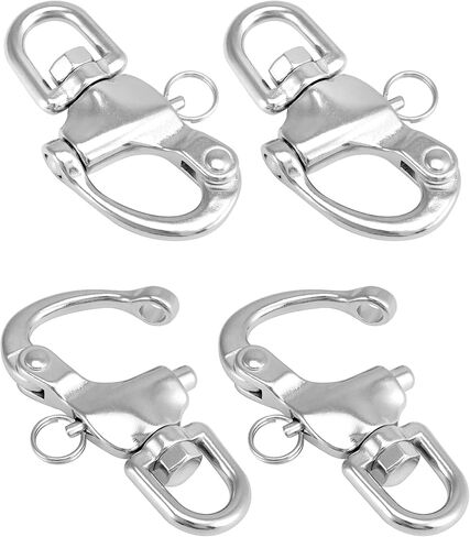 QWORK Swivel Eye Snap Shackle, 4 Pack 3.5" Quick Release Bail Rigging Sailing Boat Marine 316 Stainless Steel for Sailboat Spinnaker Halyard in Saudi Arabia