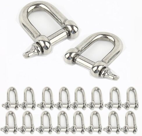 1/4 Inch Screw Pin Anchor Shackle, 20pcs Heavy Duty Stainless Steel Chain Shackle for Wirerope Lifting Paracord Outdoor Camping Survival Rope Bracelets,Sliver in Saudi Arabia
