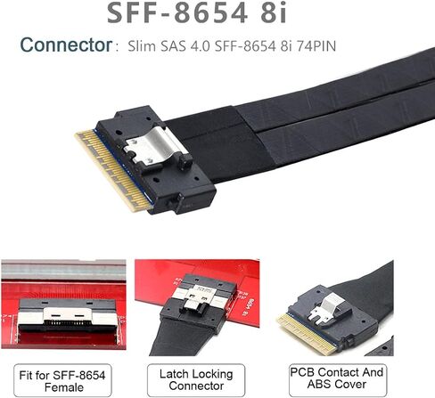 كابل سليملاين PCI-E SAS 4.0 SFF-8654 4i 38pin مضيف إلى SFF-8654 كابل هدف SAS سليم 40 سم in Kuwait