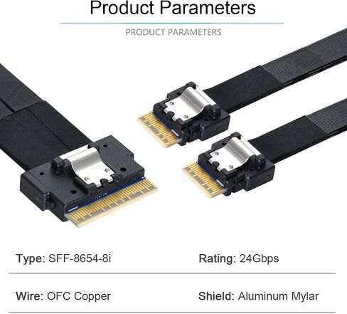 كابل سليملاين PCI-E SAS 4.0 SFF-8654 4i 38pin مضيف إلى SFF-8654 كابل هدف SAS سليم 40 سم in Kuwait