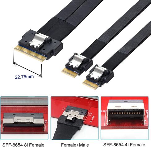 كابل سليملاين PCI-E SAS 4.0 SFF-8654 4i 38pin مضيف إلى SFF-8654 كابل هدف SAS سليم 40 سم in Kuwait