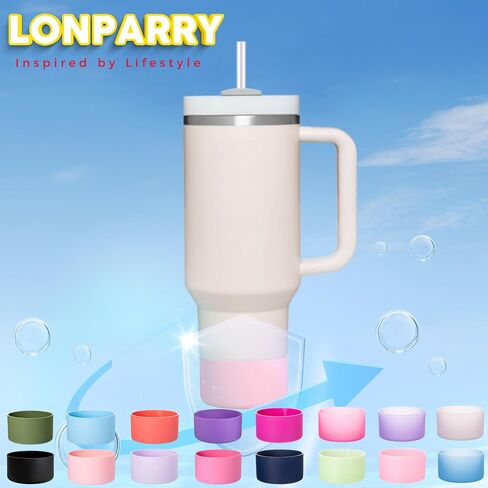حذاء LONPARRY من السيليكون مكون من قطعتين لستانلي 40 30 أونصة Quencher Adventure Tumbler، حذاء سفلي لـ Stanley IceFlow Flip 30 20 أونصة، أحذية غطاء واقي كأس ستانلي لستانلي 40 30 أونصة بمقبض in Kuwait