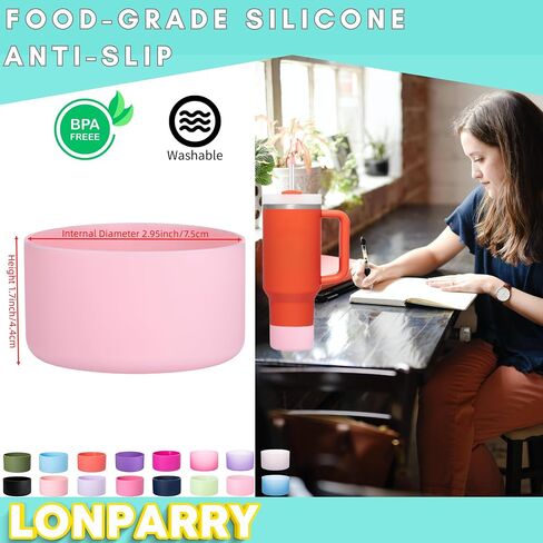 حذاء LONPARRY من السيليكون مكون من قطعتين لستانلي 40 30 أونصة Quencher Adventure Tumbler، حذاء سفلي لـ Stanley IceFlow Flip 30 20 أونصة، أحذية غطاء واقي كأس ستانلي لستانلي 40 30 أونصة بمقبض in Kuwait