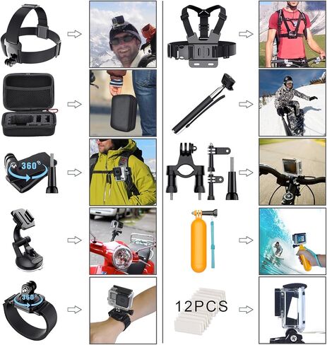 مجموعة Leknes الرياضية الخارجية الشائعة لكاميرات SJ4000/SJ5000/SJ6000 وGoPro Hero 5/ 5 Session/4/3+/3/2/1 DBpower Akaso Xiaomi Yi Apeman Wimius in Kuwait