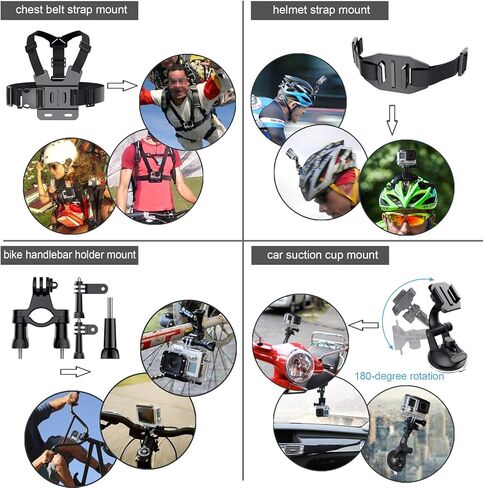 مجموعة Leknes الرياضية الخارجية الشائعة لكاميرات SJ4000/SJ5000/SJ6000 وGoPro Hero 5/ 5 Session/4/3+/3/2/1 DBpower Akaso Xiaomi Yi Apeman Wimius in Kuwait
