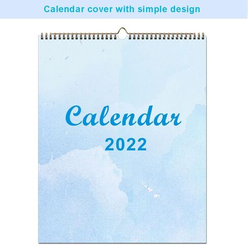 تقويم 2022 - 12 تقويم حائط شهريًا من يناير 2022 إلى ديسمبر 2022، 11.8 بوصة × 14.5 بوصة، تقويم مخطط عمودي مع تاريخ جولياني، ورق سميك، ربط مزدوج السلك، خطاف تعليق للتنظيم والتخطيط in Kuwait