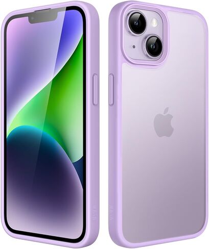 حافظة JETech غير لامعة لهاتف iPhone 14 مقاس 6.1 بوصة، حماية من السقوط بدرجة عسكرية مقاومة للصدمات، غطاء هاتف خلفي شفاف بلوري، مضاد لبصمات الأصابع (أسود) in Kuwait