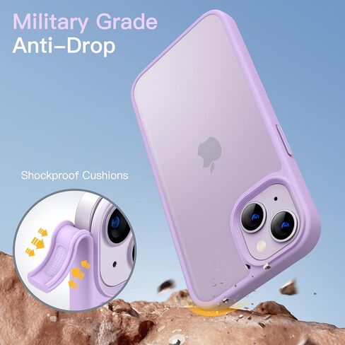 حافظة JETech غير لامعة لهاتف iPhone 14 مقاس 6.1 بوصة، حماية من السقوط بدرجة عسكرية مقاومة للصدمات، غطاء هاتف خلفي شفاف بلوري، مضاد لبصمات الأصابع (أسود) in Kuwait