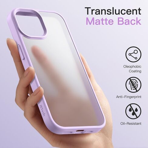 حافظة JETech غير لامعة لهاتف iPhone 14 مقاس 6.1 بوصة، حماية من السقوط بدرجة عسكرية مقاومة للصدمات، غطاء هاتف خلفي شفاف بلوري، مضاد لبصمات الأصابع (أسود) in Kuwait