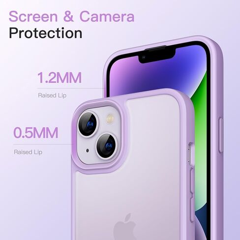 حافظة JETech غير لامعة لهاتف iPhone 14 مقاس 6.1 بوصة، حماية من السقوط بدرجة عسكرية مقاومة للصدمات، غطاء هاتف خلفي شفاف بلوري، مضاد لبصمات الأصابع (أسود) in Kuwait