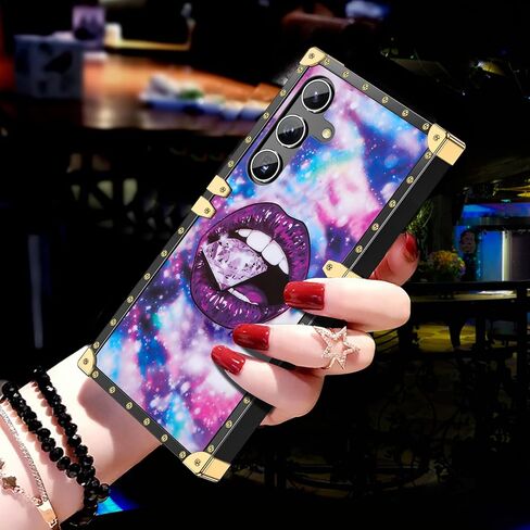 حافظة JAKPAK لهاتف Galaxy S24+ Plus مع مسند حافظة مربعة شديدة التحمل لهاتف S24+ غطاء هاتف واقٍ مضاد للصدمات مع حبل متوافق مع هاتف Galaxy S24 Plus أرجواني in Kuwait