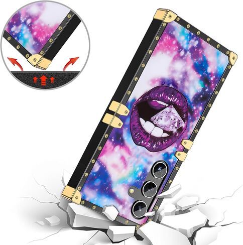 حافظة JAKPAK لهاتف Galaxy S24+ Plus مع مسند حافظة مربعة شديدة التحمل لهاتف S24+ غطاء هاتف واقٍ مضاد للصدمات مع حبل متوافق مع هاتف Galaxy S24 Plus أرجواني in Kuwait