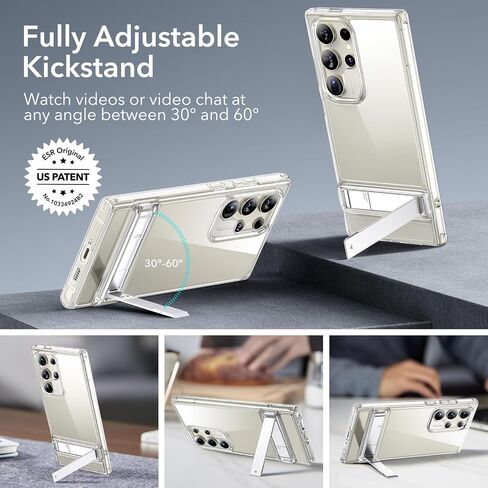 ESR for Samsung Galaxy S24 Ultra Case, Kickstand S24 Ultra Cover with 3 Stand Modes, Military-Grade Drop Protection, Shockproof Slim Phone Case with Patented Kickstand, Boost Series, Clear in Saudi Arabia