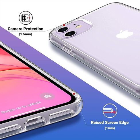 حافظة ULAK شفافة متوافقة مع هاتف iPhone 11 مقاس 6.1 بوصة 2019، غطاء هاتف واقٍ شفاف رفيع in Kuwait