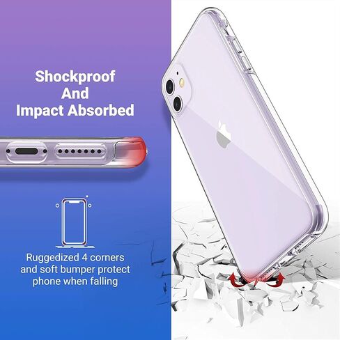 حافظة ULAK شفافة متوافقة مع هاتف iPhone 11 مقاس 6.1 بوصة 2019، غطاء هاتف واقٍ شفاف رفيع in Kuwait