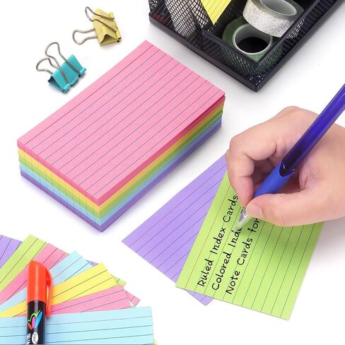Tamaki Colored Index Cards 3 X 5, Flash Cards Ruled Note Cards for School, 200 Count, Home and Office Flash Cards for studying in Saudi Arabia
