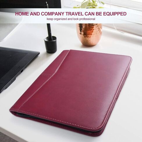 Godery Padfolio/Portfolio، حافظة صغيرة من الجلد بسحاب، حافظة كتابة قانونية مقاس 5 × 8، محفظة أعمال احترافية للرجال والنساء، حامل بطاقات، حامل حافظة دفتر الملاحظات (أسود) in Kuwait