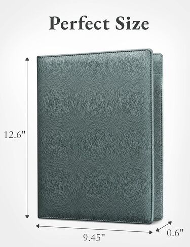 Mymazn Padfolio Portfolio Folder, Faux Leather Interview Resume Folder with Document Organizer & Business Card Holder, Letter-Sized Notepad Legal Pad Holder for Men Women (Grey Green) in Saudi Arabia