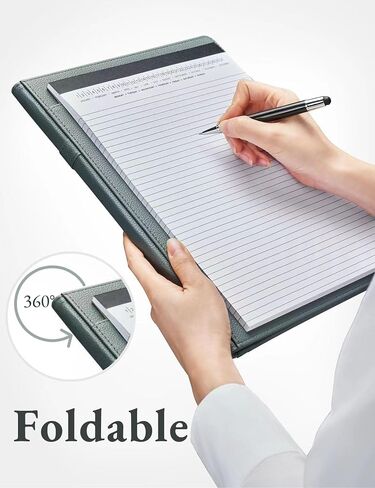Mymazn Padfolio Portfolio Folder, Faux Leather Interview Resume Folder with Document Organizer & Business Card Holder, Letter-Sized Notepad Legal Pad Holder for Men Women (Grey Green) in Saudi Arabia