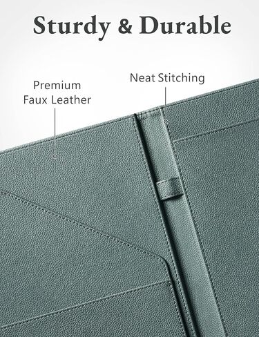 Mymazn Padfolio Portfolio Folder, Faux Leather Interview Resume Folder with Document Organizer & Business Card Holder, Letter-Sized Notepad Legal Pad Holder for Men Women (Grey Green) in Saudi Arabia