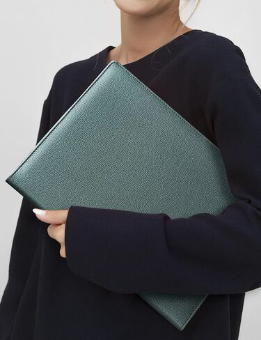 Mymazn Padfolio Portfolio Folder, Faux Leather Interview Resume Folder with Document Organizer & Business Card Holder, Letter-Sized Notepad Legal Pad Holder for Men Women (Grey Green) in Saudi Arabia