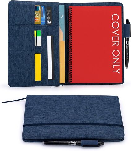 Folio Cover Compatible with Rocketbook Fusion, Everlast, Wave, Multi Organizer with Pen Loop, Zipper Pocket, Business Card Holder, Waterproof Fabric, Executive Size, Black in Kuwait