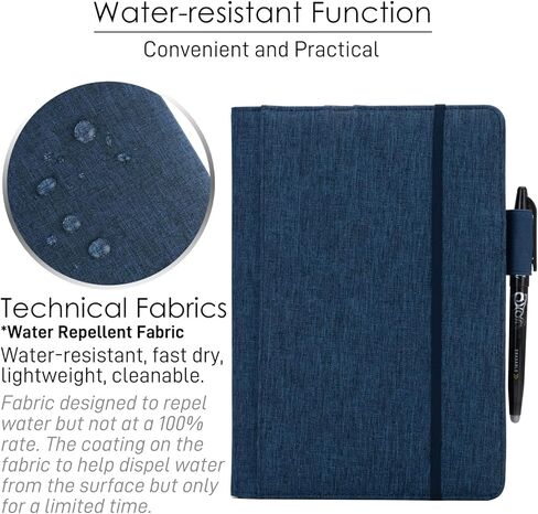 Folio Cover Compatible with Rocketbook Fusion, Everlast, Wave, Multi Organizer with Pen Loop, Zipper Pocket, Business Card Holder, Waterproof Fabric, Executive Size, Black in Kuwait