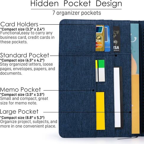 Folio Cover Compatible with Rocketbook Fusion, Everlast, Wave, Multi Organizer with Pen Loop, Zipper Pocket, Business Card Holder, Waterproof Fabric, Executive Size, Black in Kuwait