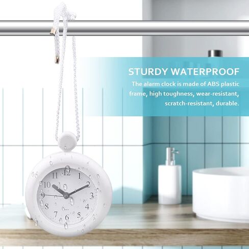 Tookie Bathroom Hanging Clock, Waterproo-f Bathroom Shower Clock Dual Purpose Wall Clock with Round Bracket Easy to Read Clock for Dormitory,Bathroom,Kithchen(White) in Saudi Arabia