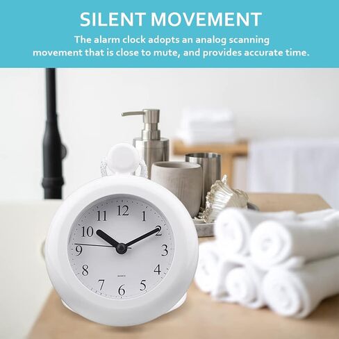Tookie Bathroom Hanging Clock, Waterproo-f Bathroom Shower Clock Dual Purpose Wall Clock with Round Bracket Easy to Read Clock for Dormitory,Bathroom,Kithchen(White) in Saudi Arabia