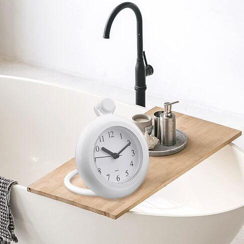 Tookie Bathroom Hanging Clock, Waterproo-f Bathroom Shower Clock Dual Purpose Wall Clock with Round Bracket Easy to Read Clock for Dormitory,Bathroom,Kithchen(White) in Saudi Arabia