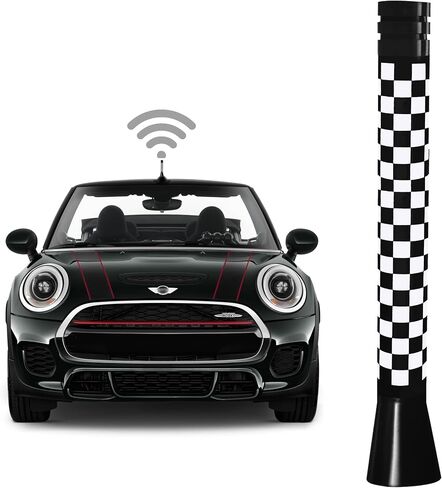 4 Inch Checkered Flag Short Antenna for BMW Mini Cooper (2001-2022), Mini Cooper Antenna Replacement Mast in Saudi Arabia