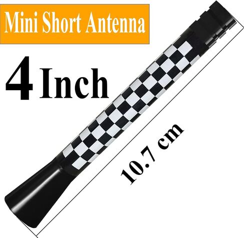 4 Inch Checkered Flag Short Antenna for BMW Mini Cooper (2001-2022), Mini Cooper Antenna Replacement Mast in Saudi Arabia
