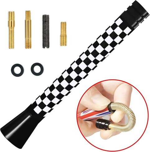 4 Inch Checkered Flag Short Antenna for BMW Mini Cooper (2001-2022), Mini Cooper Antenna Replacement Mast in Saudi Arabia
